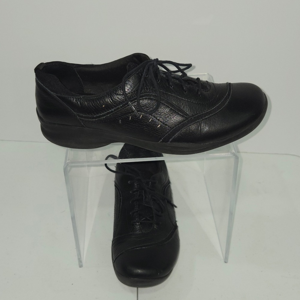 Clarks In-Motion Black Leather Walking Shoes Womens 10M Lace Up 67285 Comfort